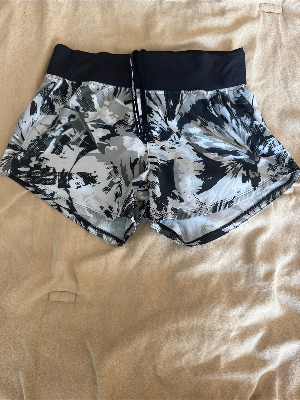 Under Armour Black & Gray Printed Athletic Shorts